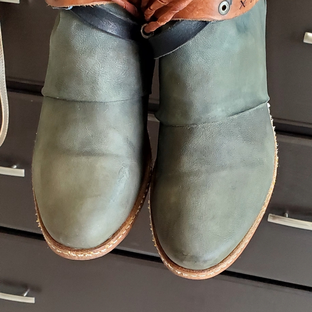 A.S. 98 Green Leather Ankle Strappy Accent Rugged Boot, Wm EU 40, US 9-9.5, - Picture 15 of 16